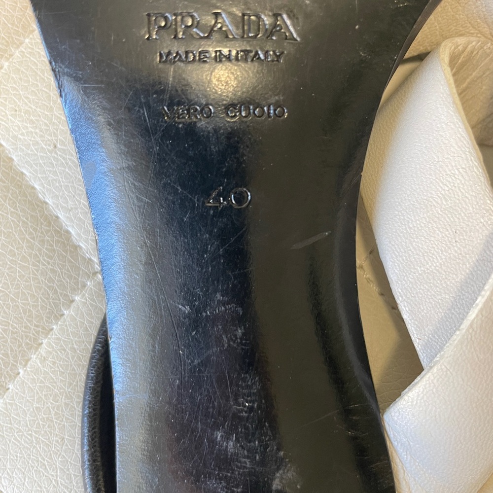 Prada Women's Black, White, and Orange Sandals - Picture 4 of 5